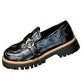 thumbnail image 1 of Miluxas Women's Fashion Casual Metal Buckle Summer Style Fashion Casual Thick Bottom Trend Eye-Catching Loafers A-Black 9.5(43), 1 of 9