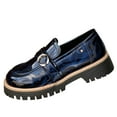 thumbnail image 1 of Miluxas Women's Fashion Casual Metal Buckle Summer Style Fashion Casual Thick Bottom Trend Eye-Catching Loafers A-Dark Blue 7.5(40), 1 of 9