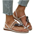 thumbnail image 1 of Miluxas Women's Fashion Casual Spring and Summer Style Clip-Toe Rhinestone Flat Sandals A-White 7(39), 1 of 7