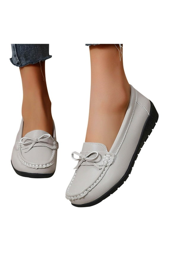 Women's Fashion Casual Versatile Flat Heel Comfortable Spring and Summer Style Fashion Casual Flat Toe Shoes A-Gray 9.5(43)