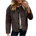 thumbnail image 1 of Miluxas Women's Fashion Loose Long Sleeve Solid Color Casual Quilted Solid Color Cotton Padded Jacket with Pockets Brown XXL(XXL), 1 of 8