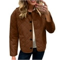 thumbnail image 1 of Miluxas Women's Fashion Loose Long Sleeve Solid Color Casual Quilted Solid Color Cotton Padded Jacket with Pockets Coffee XXL(XXL), 1 of 8