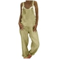 thumbnail image 1 of Miluxas Women's Fashion Plus Size Overalls Wide Leg Loose Baggy Solid Color Casual Jumpsuit Rompers Beige 6(M), 1 of 6