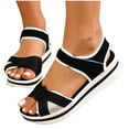 thumbnail image 1 of Miluxas Women's Fashion Walking Sandals Comfortable Breathable Sandals Adjustable Athletic Sport Shoes for Outdoors Black 8.5(41), 1 of 6