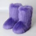 thumbnail image 1 of Miluxas Women's Faux fur Boot Furry Fluffy Short Snow Boot Mid-Calf Boots Warm Comfortable Outdoor Flat Shoes Purple 8-8.5(42), 1 of 7