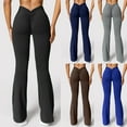 thumbnail image 1 of Miluxas Women's Flare Yoga Pants Elastic High Waist Flared Leggings Bootcut Gym Workout Pants Tummy Control Fitness Pants Navy 10(XL), 1 of 6
