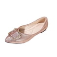 thumbnail image 1 of Miluxas Women's Flats, Foldable Ballet Flats for Women, Fashion Buckle Pionted Toe Comfort Light Weight Slip-On Dress Shoes Pink 6.5(38), 1 of 9