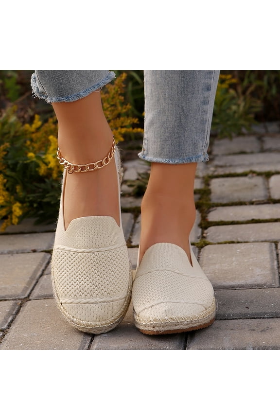 Women's Flats Mesh Slip On Shoes Breathable Loafers Espadrilles Flats Soft Womens Casual Shoes White 6.5(38)