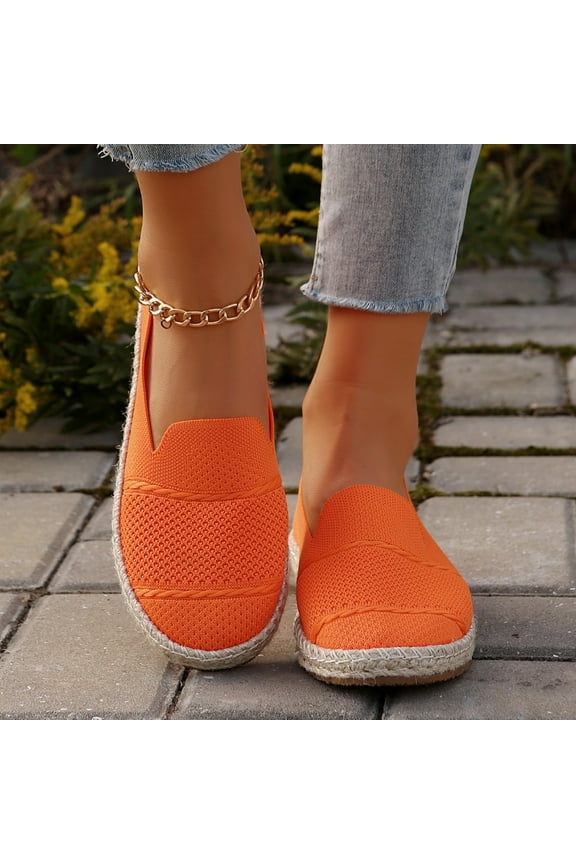 Women's Flats Mesh Slip On Shoes Breathable Loafers Espadrilles Flats Soft Womens Casual Shoes Orange 9.5(43)