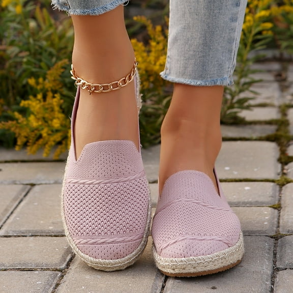 Miluxas Women's Flats Mesh Slip On Shoes Breathable Loafers Espadrilles Flats Soft Womens Casual Shoes Pink 9.5(43)