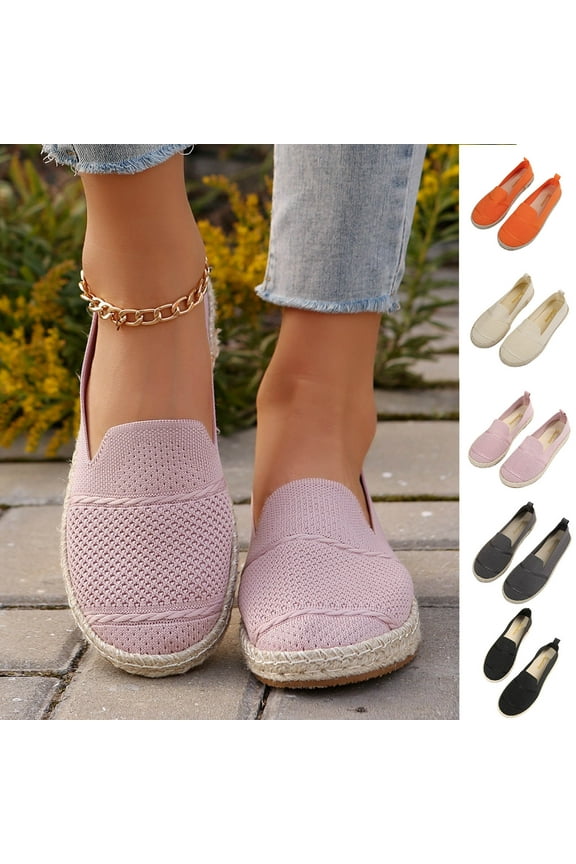 Women's Flats Mesh Slip On Shoes Breathable Loafers Espadrilles Flats Soft Womens Casual Shoes White 9.5(43)