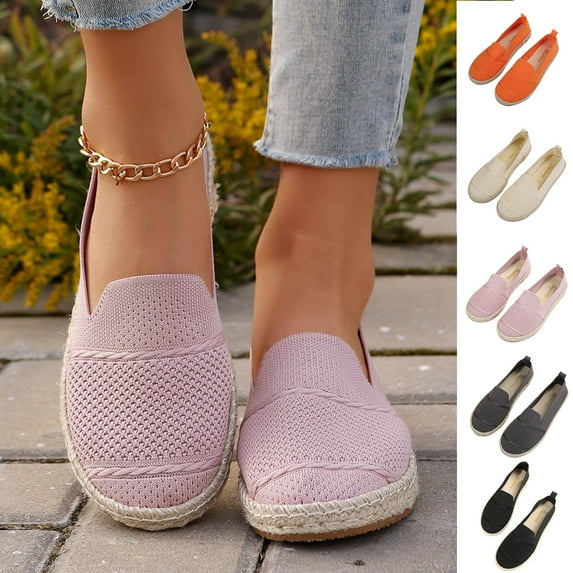 Miluxas Women's Flats Mesh Slip On Shoes Breathable Loafers Espadrilles Flats Soft Womens Casual Shoes White 9.5(43)