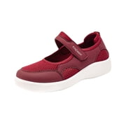 Miluxas Womens Flats Shoes Ballet Flats Fashion Knit Mesh Breathable Round Toe Comfortable Magic Tape Flats Dressy Shoes Red 7.540