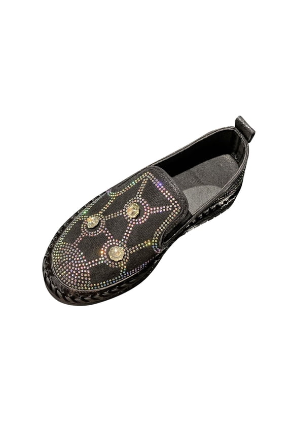 Women's Flats Shoes Ballet Flats Fashion Round Toe Comfortable Sequined Flats Dressy Loafers for Women Black 5.5(36)