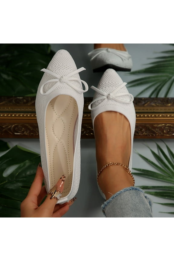 Women's Flats Shoes Comfortable Dressy Pointed Toe Knit Washable Ballet Flat White 7.5(40)