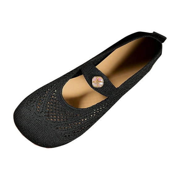 Miluxas Women’s Flats Shoes Comfortable Crochet Mesh Round Toe Slip on Casual Ballet Flats Dress Shoes Black 9(42)