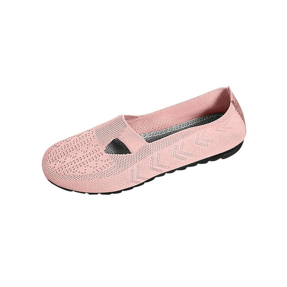 Miluxas Women’s Flats Shoes Comfortable Knit Solid Color Round Toe Slip on Casual Ballet Flats Dress Shoes Pink 6.5(38)
