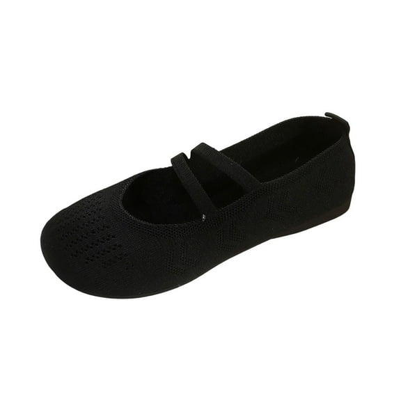 Miluxas Women's Flats Slip on Go Walk Shoes for Women Comfortable Walking Sneakers Knit Breathable Dressy Ballet Shoes Black 9.5(43)