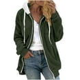 thumbnail image 1 of Miluxas Women's Fleece Hooded Jacket Long Sleeve Full Zip Outerwear Soft Warm Double Sided Plush Jacket with Side Pockets Army Green L(L), 1 of 5