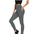 thumbnail image 1 of Miluxas Women's Fleece Lined Leggings thermal Warm Winter Tights High Waisted Yoga Pants Cold Weather with Pockets Gray 8(L), 1 of 7