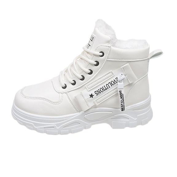 Miluxas Women's Fleece Lined Snow Boots, Thick Platform Winter Outdoor Shoes Hiking Warm Ankle Shoes White 9.5(43)