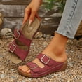 thumbnail image 1 of Miluxas Women's Footbed Slide Sandals Clearance, Arch Support Summer Outdoor Sandals with Adjustable Buckle Red 6(37), 1 of 9