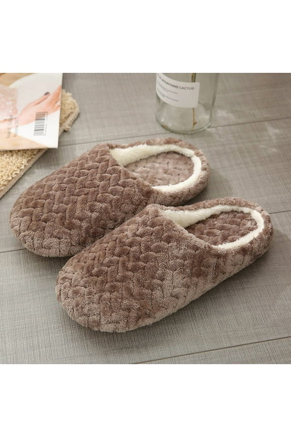 Women's Fuzzy Wool-Like Memory Foam Slip on House Slippers Cozy Soft Indoor Outdoor Ladies Home Shoes Coffee 9.5-10.5(42-43)