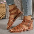 thumbnail image 1 of Miluxas Women's Gladiator Sandals Flat Open Toe Ankle Strap Sandals Flats for Women Dressy Summer Brown, 1 of 8