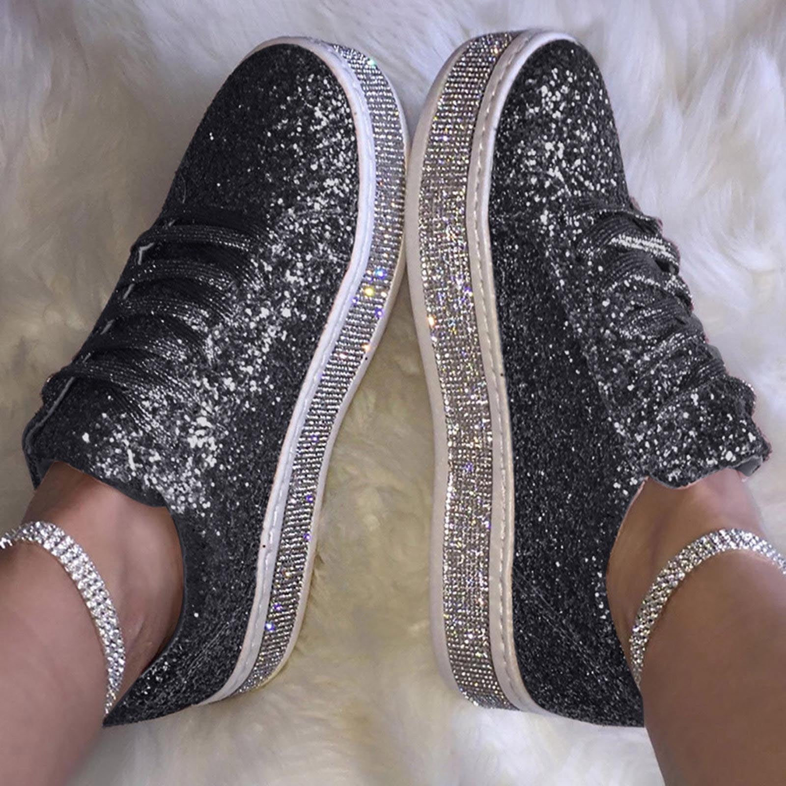 LUCKY STEP Glitter Sneakers Lace up | Fashion India | Ubuy