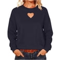 thumbnail image 1 of Miluxas Women's Heart Cut Out Oversized Sweatshirts Long Sleeve Pullover Tops Navy M(M), 1 of 8