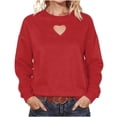 thumbnail image 1 of Miluxas Women's Heart Cut Out Oversized Sweatshirts Long Sleeve Pullover Tops Red L(L), 1 of 8