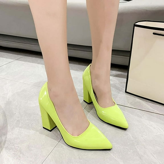 Miluxas Women's High Chunky Block Closed Toe Heels,Slip On Pointed Toe Work Dress office Wedding Party Pumps Shoes Green 9.5(43)