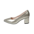 thumbnail image 1 of Miluxas Women's High Chunky Block Closed Toe Heels,Slip on Pointed Toe Work Dress office Wedding Party Pumps Shoes Gold 6(37), 1 of 9