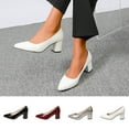 thumbnail image 1 of Miluxas Women's High Chunky Block Closed Toe Heels,Slip on Pointed Toe Work Dress office Wedding Party Pumps Shoes White 9(42), 1 of 9