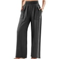 thumbnail image 1 of Miluxas Women's High Waist Wide Leg Pants Elastic Solid Color Casual Loose Trousers Dark Gray 10(XL), 1 of 5