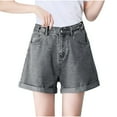 thumbnail image 1 of Miluxas Women's High Waisted Denim Shorts Rolled Hem Wide Leg Casual Jean Shorts with Pockets Gray-A XXXL(XXXL), 1 of 6