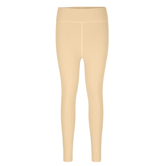 Miluxas Women's High Waisted Solid Color Velvet Warm Elastic Tights Winter Fleece Lined Leggings Pants Beige 12(XXL)