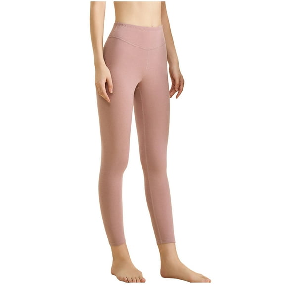 Miluxas Women's High Waisted Velvet Warm Elastic Tights Winter Fleece Lined Thick Leggings Pants Pink 16(XXXXL)