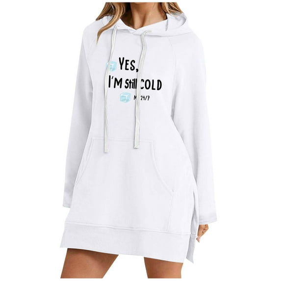 Miluxas Women's Hoodies Long Sleeve Pullover Letter Printed Drawstring Sweatshirt Hoodies with Pocket White L(L)