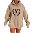 thumbnail image 1 of Miluxas Women's Hoodies Pullover Love Heart Print Sweatshirts Long Sleeve Tops with Pockets Khaki M(M), 1 of 4