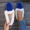 thumbnail image 1 of Miluxas Women's House Slippers Indoor Outdoor Fuzzy Fluffy Furry Loafers Suede Leather Warm Shoes, 1 of 4