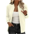 thumbnail image 1 of Miluxas Women's Jacket Women's Casual Zipper Jacquard Long Sleeved Solid Casual Jacket Coat Beige L(L), 1 of 8
