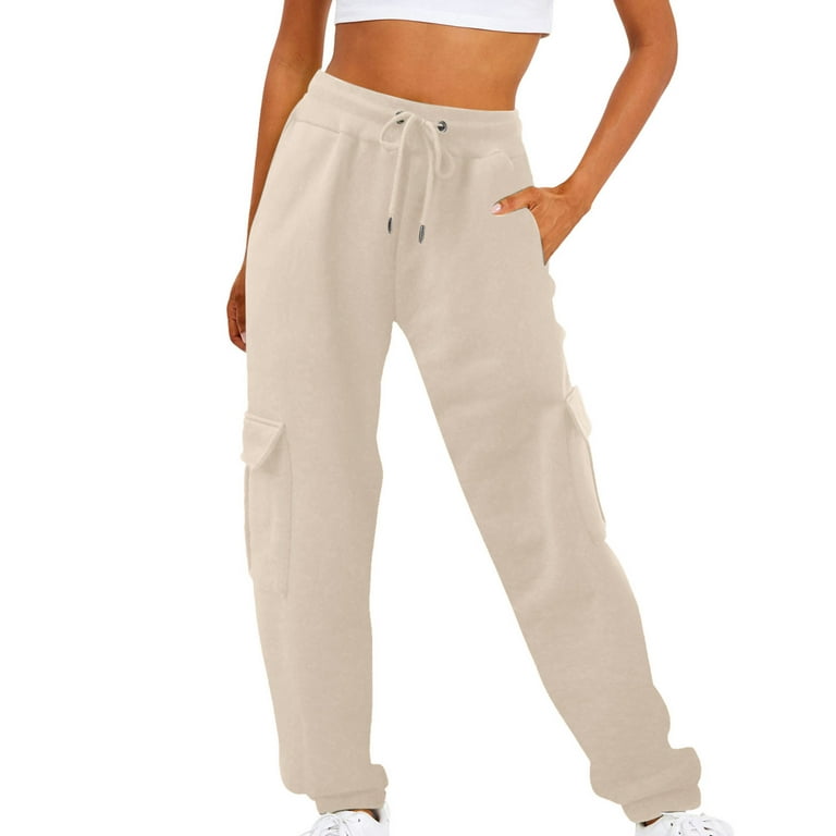 Miluxas Women's Joggers Pants Clearance Lightweight Running Sweatpants with  Pockets Athletic Tapered Casual Pants for Workout,Lounge Beige 14(XXXL) 