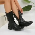 thumbnail image 1 of Miluxas Women's Knee High Boots Side Zipper Lug Sole Stacked Chunky Heel Boots A-Black 9(42), 1 of 8