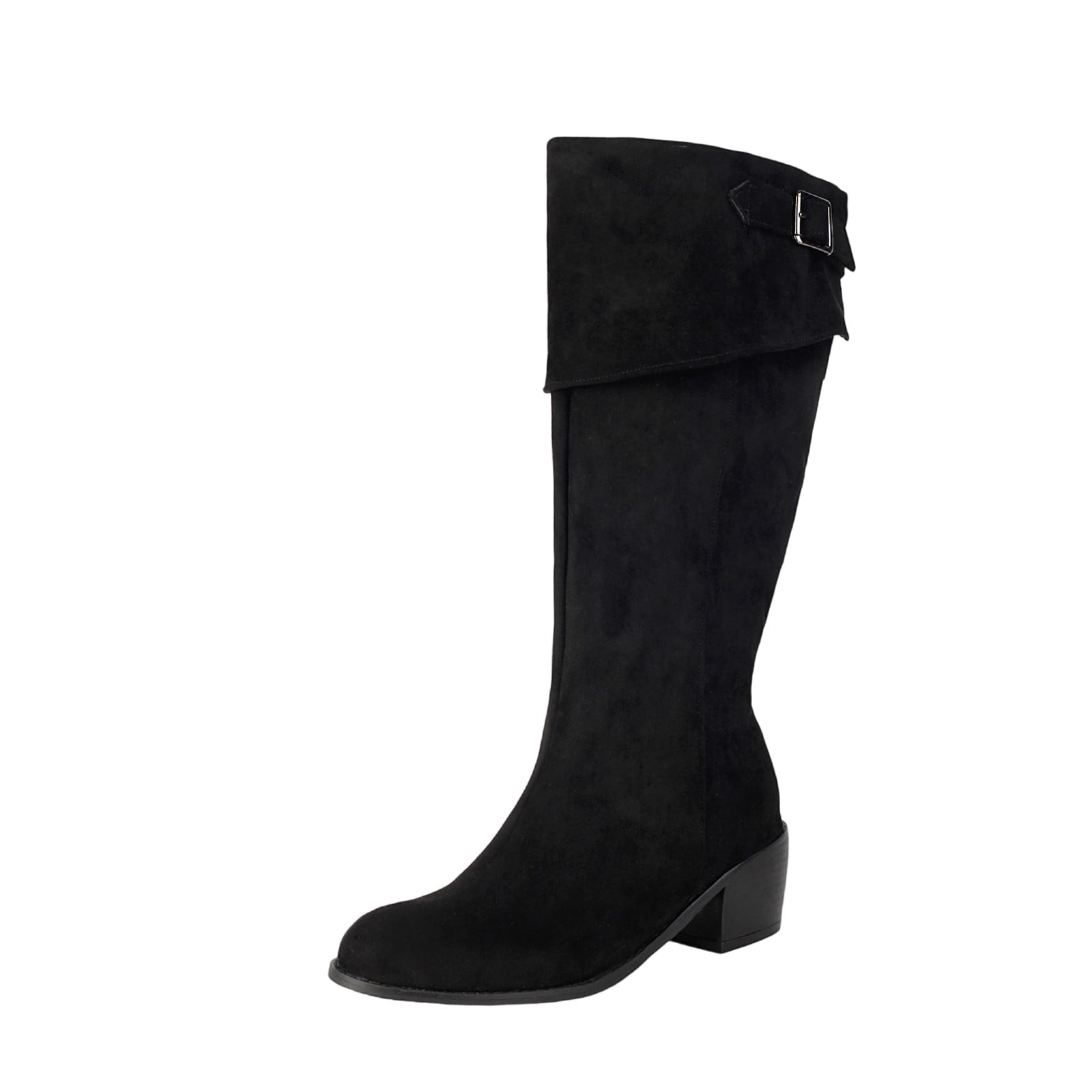 Miluxas Women's Knee High Boots Mid Calf Low Heel Riding Boots Fall ...