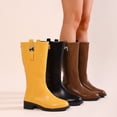 thumbnail image 1 of Miluxas Women's Knee High Boots Square Toe Chunky Low Heels Zipper Tall Boots Yellow 9.5(43), 1 of 9