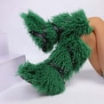 thumbnail image 1 of Miluxas Women's Knee-High Fluffy Snow Boots Tall Boots for Womens Long Winter Boots Fuzzy Boots Plush Warm Comfortable Outdoor Indoor Flat Shoes Green 9.5(43), 1 of 6