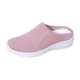 thumbnail image 1 of Miluxas Women's Knitted Flat Shoes Lightweight Comfortable Women Footwear Slip on Casual Breathable Mesh Walking Shoes Female Round Toe Wedges Shoes Pink 6(37), 1 of 9