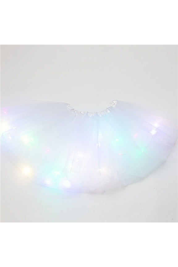 Women's LED Skirt Light Up Tutus Glow Tulle Dance Skirts Party Rave Festival Halloween Clothes White One Size