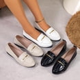 thumbnail image 1 of Miluxas Women's Leather Closed Low Chunky Heel Loafers Fashion Buckle Decor Slip-On Comfortable Casual Work Dress Shoes Business office Walking Shoes White 9.5(43), 1 of 9